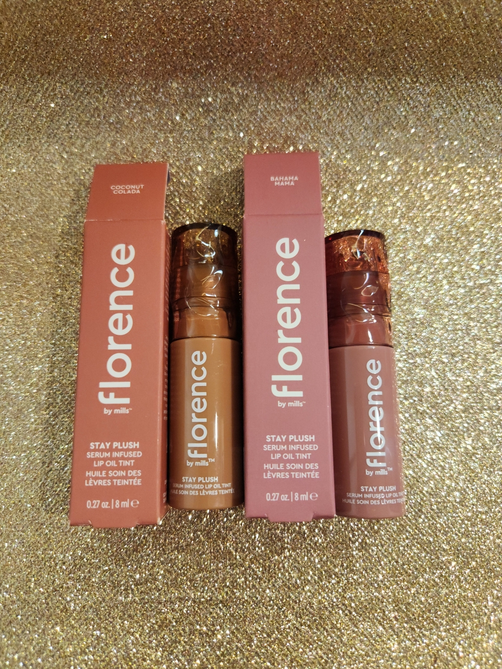 Set Of 2 Florence By Mills Stay Plush Serum Infused Lip Oil Tint - 2 Shades- NIB